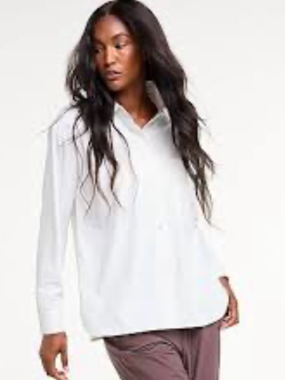 FLX Women’s White Button-Down Performance Shirt L Oversized